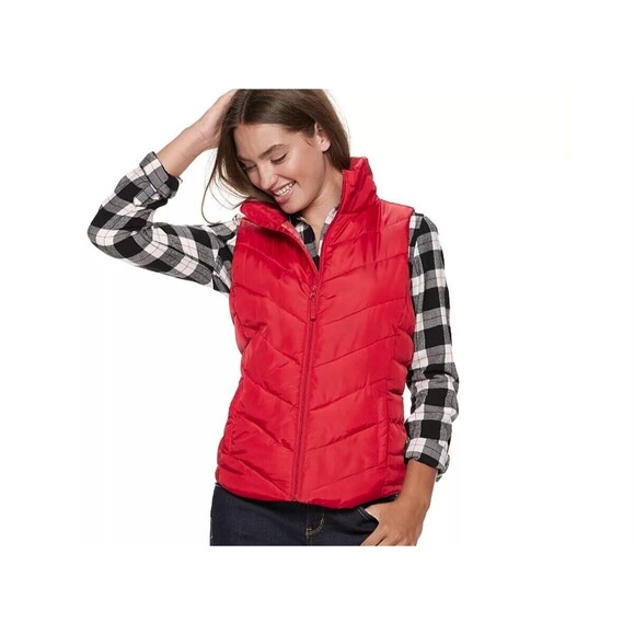 Eddie Bauer EB550 Women's Petite Small, Red 75% Premiun Goose Down Puffer Vest - Picture 1 of 9
